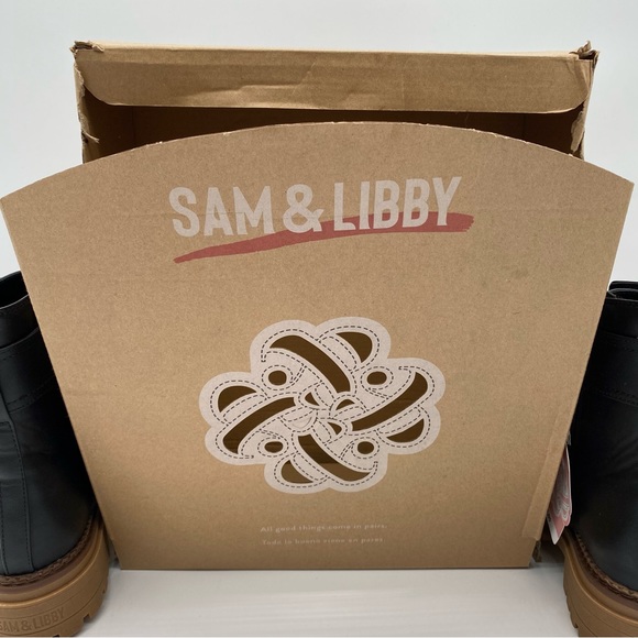 SAM & LIBBY Samantha Combat Boot Color Black with Brown Bottom - Picture 12 of 12
